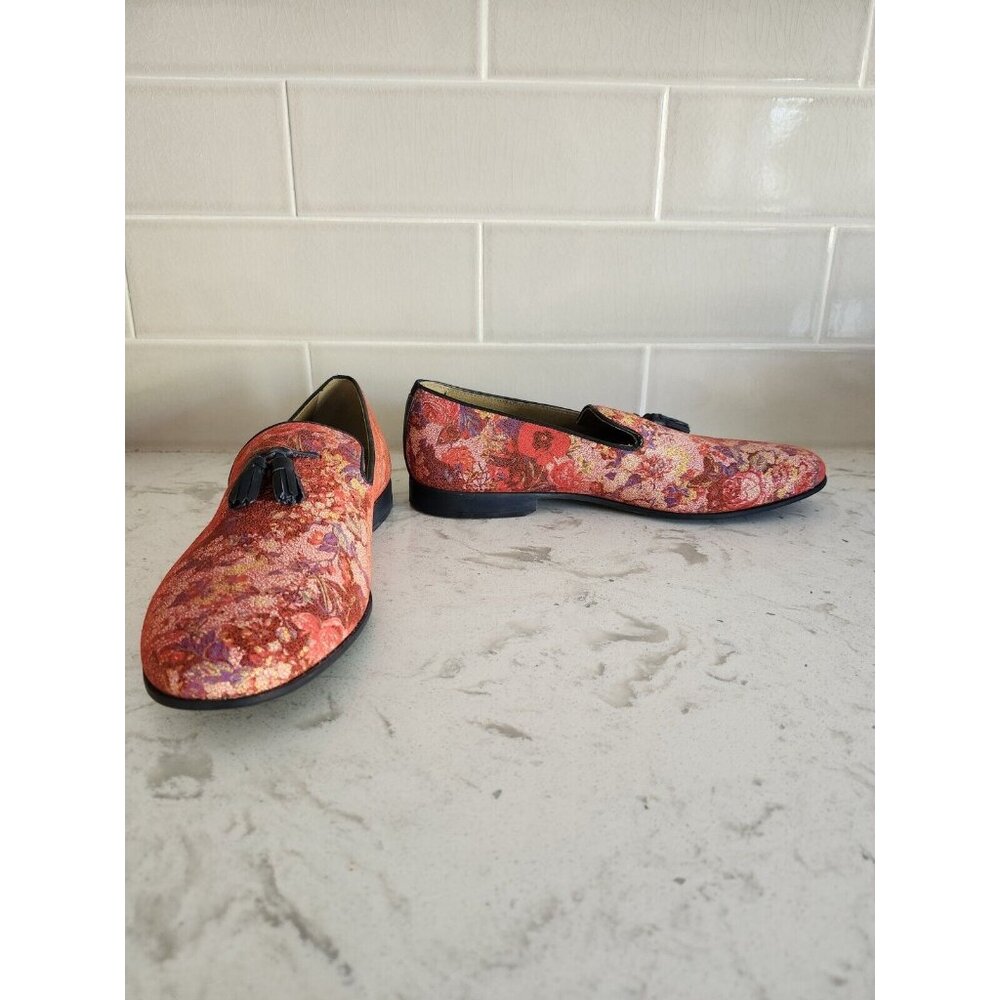 Men's Aldo Red/Purple Flowers Butterflies  Tassel Loafers Size 11 RARE
